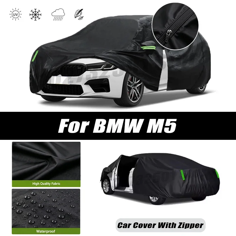 For BMW M5 Car Covers Outdoor Waterproof Sun Rain Snow Protection UV Car Zipper Design Car Cover Accessories