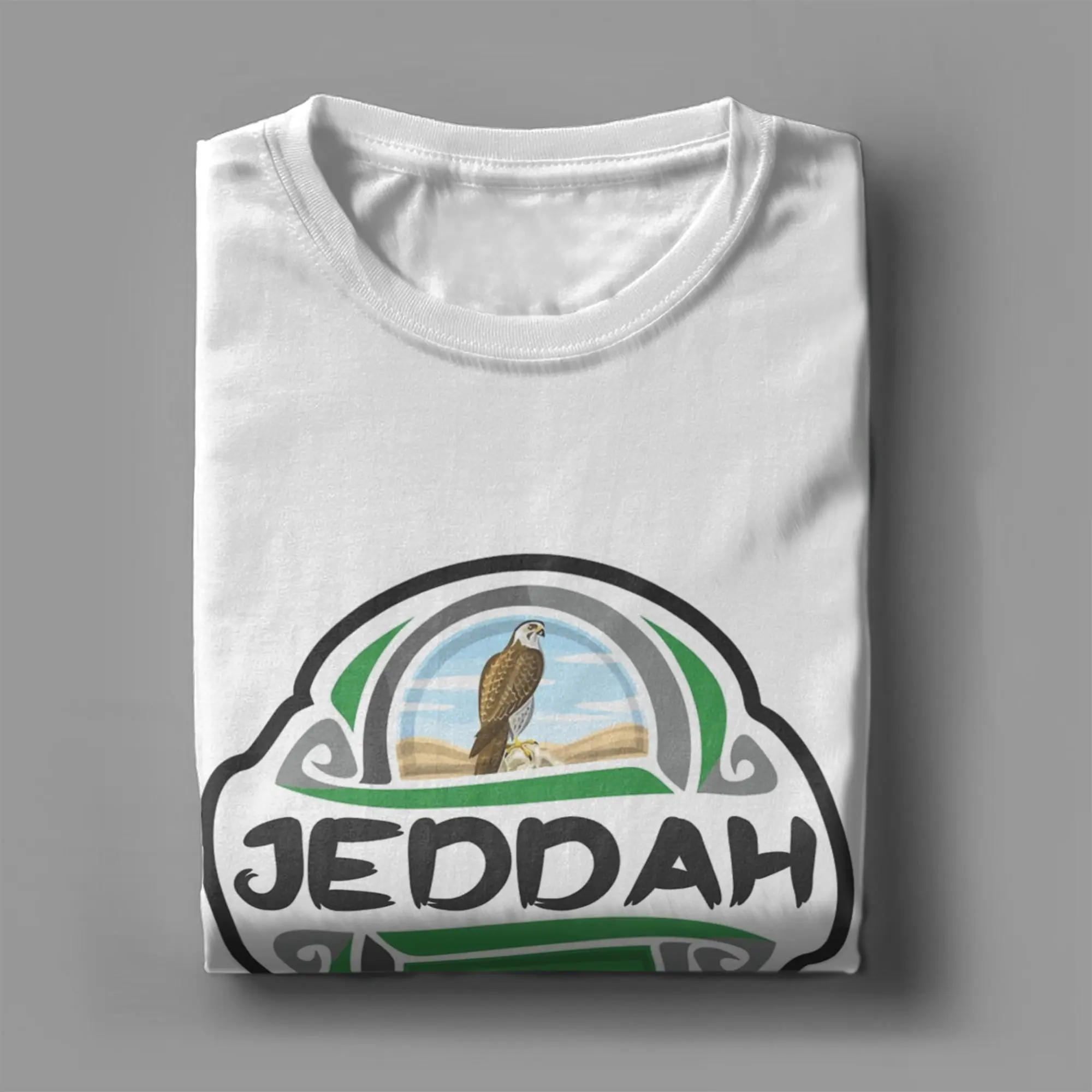 جيداه المملكة العربية السعودية العلم شارة السفر الرجال تي شيرت الجدة تي شيرت قصير الأكمام طاقم الرقبة تي شيرت القطن عيد ميلاد بلايز