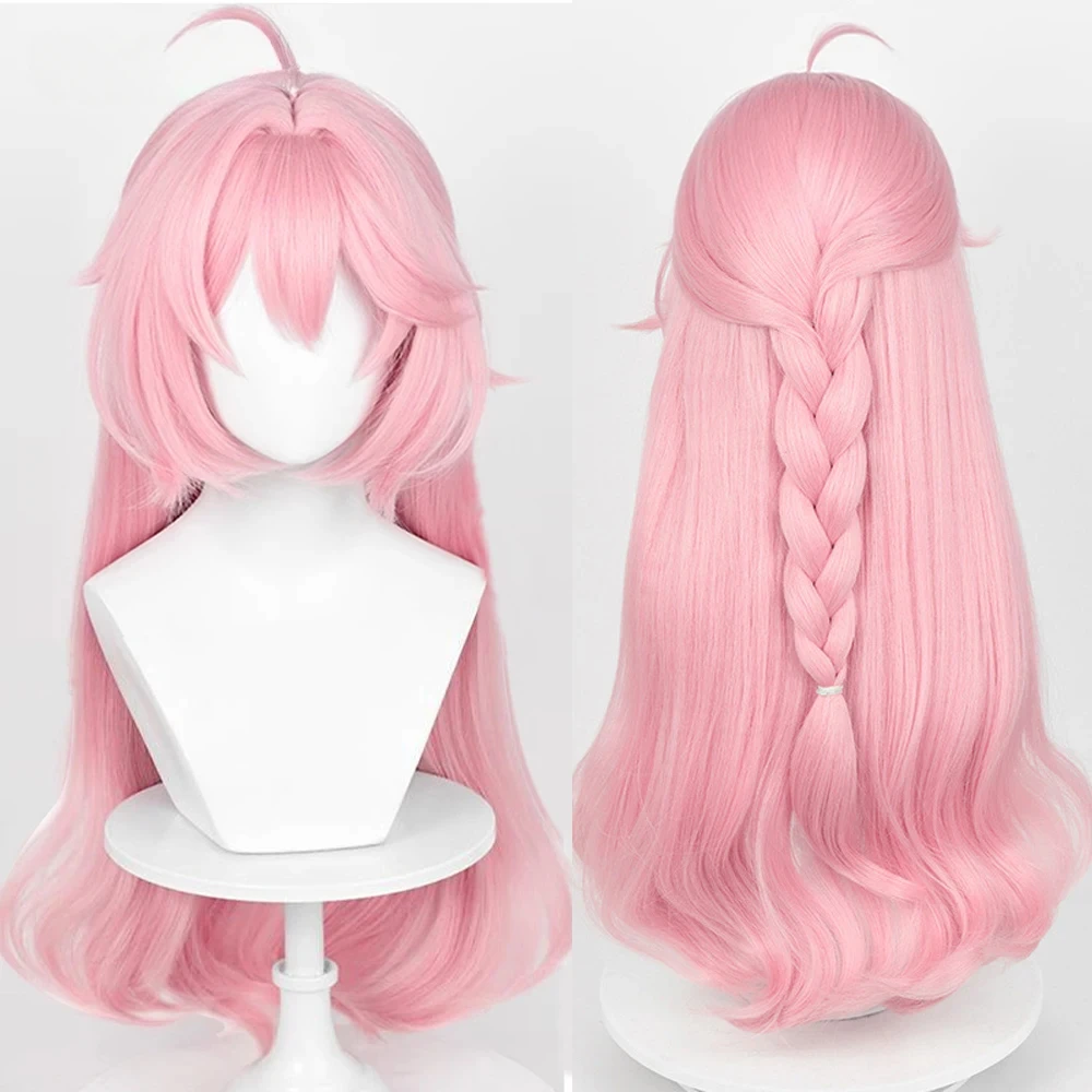 Game Arknights Goldenglow Cosplay Wig Women Long Straight Synthetic Pink Braid Fluffy Hair Wigs Halloween Party Costume Props