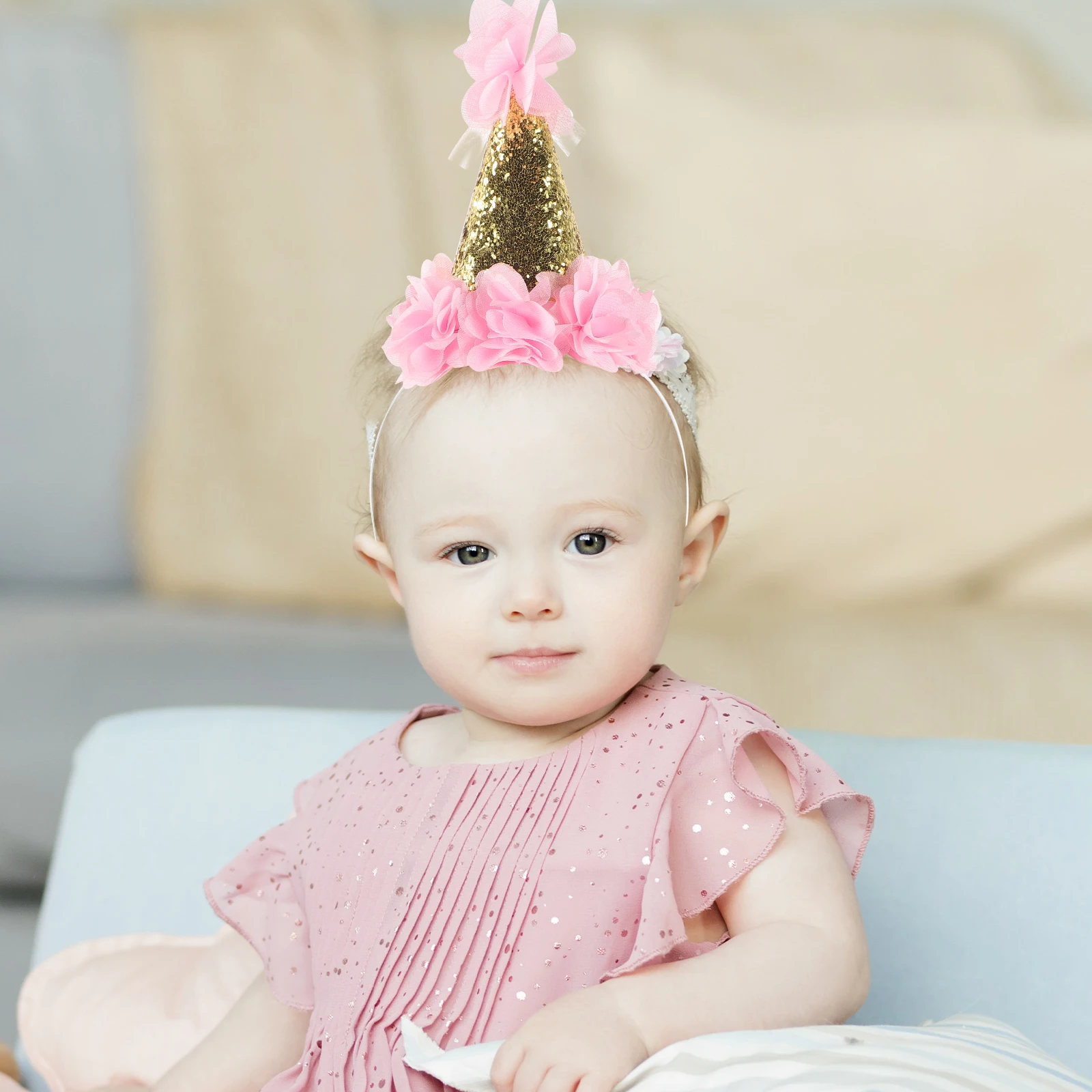 

2 Pcs Princess Hats Birthday Cone Flower Decorative Kids Party Hats Pink Purple Reusable Baby Celebration Hat Prop