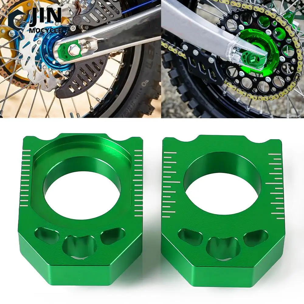 Motorcycle CNC Green Axle Block Chain Adjuster For KAWASAKI KLX450R KLX 450R KLX 450 R 2008 2009 2010 2011 2012 2013 2014 2015