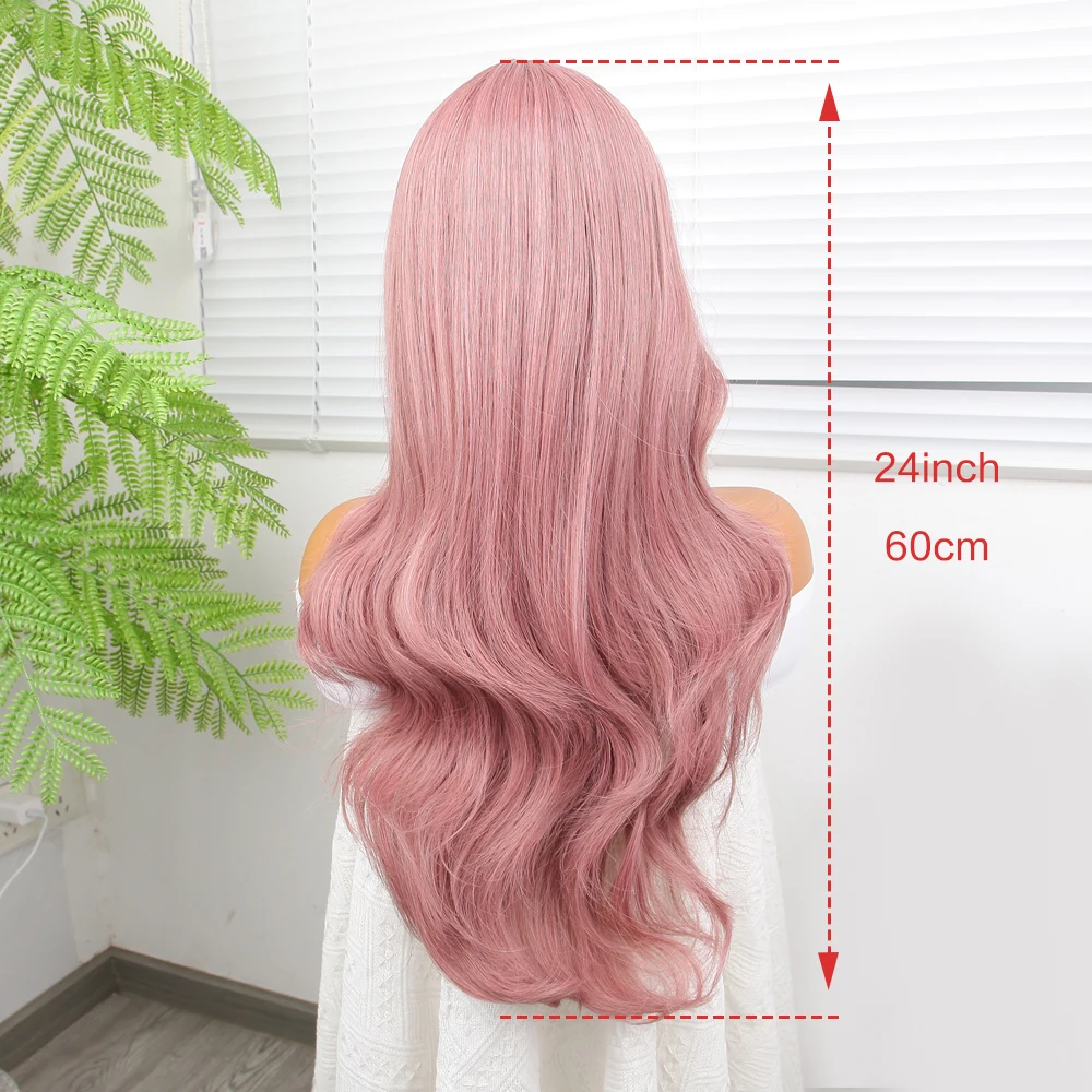 Deep Wave Versatile Style Pink Party Daily Use  Fashion Synthetic Wig Cosplay Long Natural Wave wig 24inch Heat Resistant Fiber