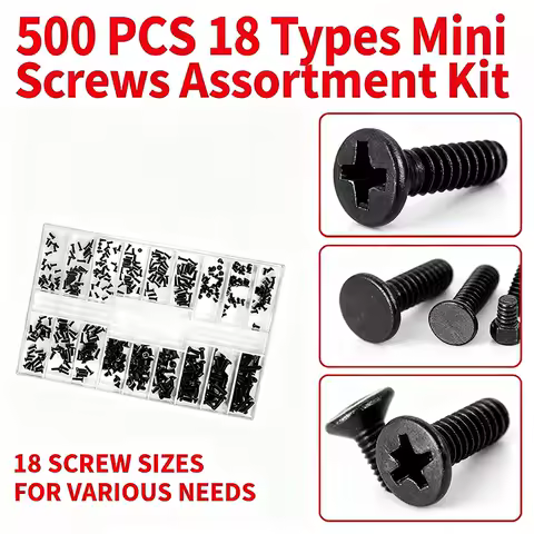 500Pcs/Box M1.2 M1.4 M2 Universal Mini Small Screws Nuts Assortment Kit For Sunglass Watch Eye Glasses Clock Laptop Repair Tools