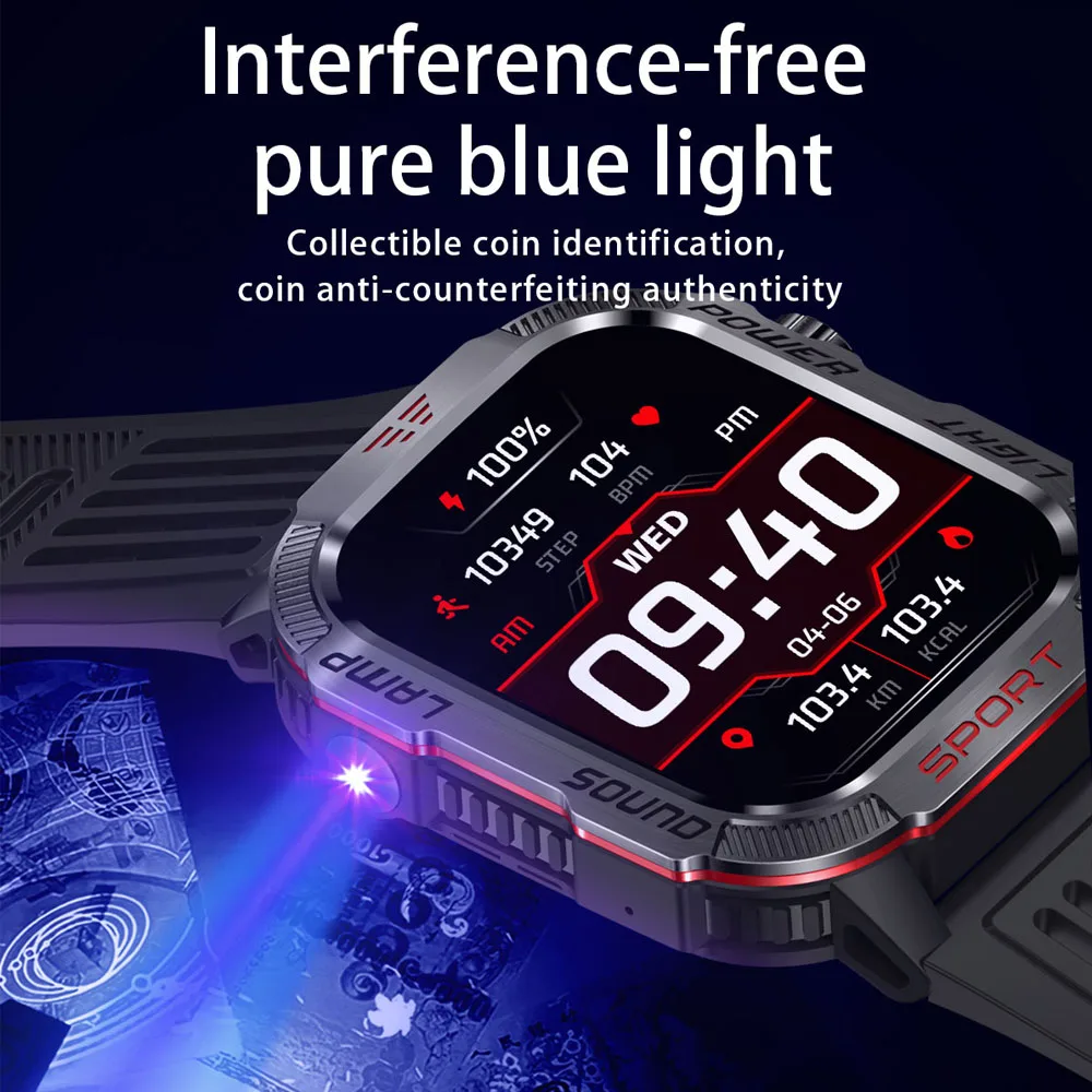 Nuova torcia a LED per esterni Smartwatch da uomo bussola 600mAh grande batteria assistente vocale chiamata Bluetooth SmartWatch per Android IOS