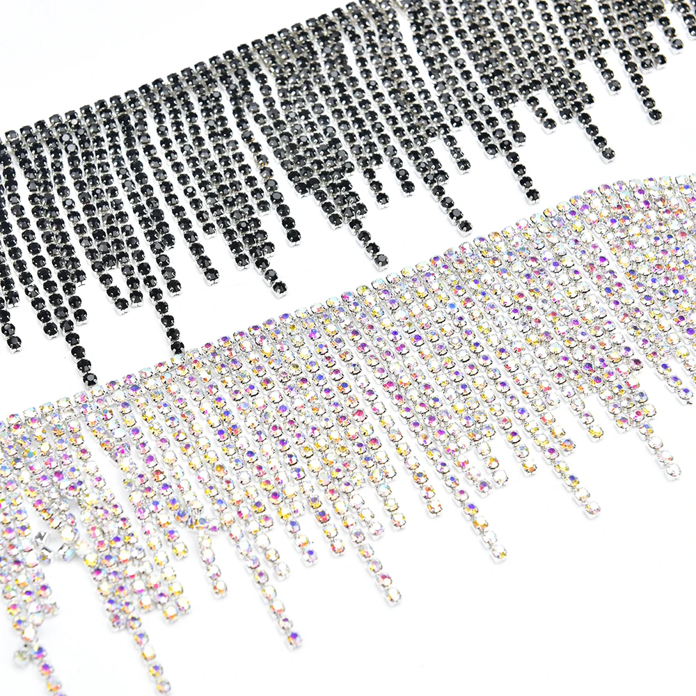7Cm Wide Rhinestone Ribbon Tassel Chain Bling Crystal Fringe Belt For Wedding Shawl Clothing Accessories Diy Jewelry Decoration