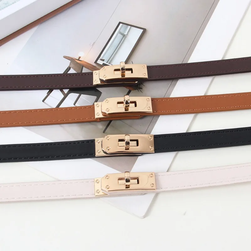2025 Women's Adjustable Thin Belt - Korean Style Slim Waist Strap for Dresses Coats Fashion Buckle Lock Delicate Belt image 4