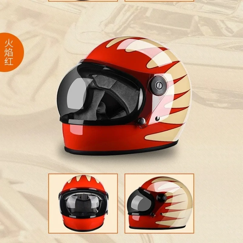 AMZ Retro Motorcycle Helmet Riding Equipment motorbike Off-road Moto Helmet for All Seasons Men and Women With bubble goggles