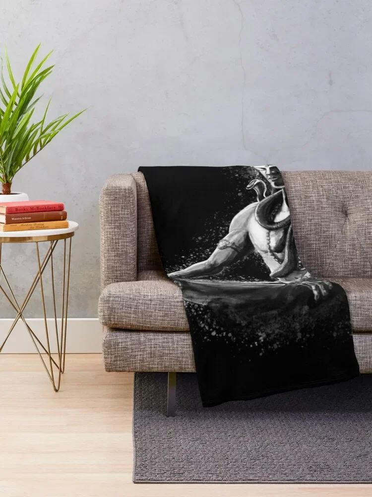 Majestic lord Shiva in Eternal meditation - Black and white Throw Blanket Thermals For Travel sofa bed Weighted Blankets