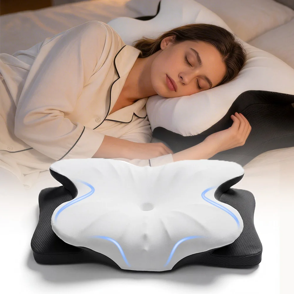 Neues Memory-Schaum-Kissen in Schmetterlingsform, Entspannendes Orthopädisches Nackenkissen mit Langsamer Rückfederung zur Schmerzlinderung