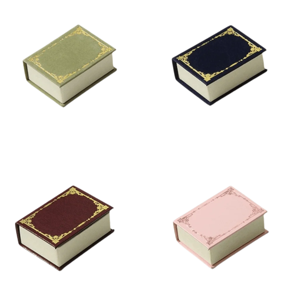 المكرر الإبداعية كتاب شكل صندوق خاتم المخملية الوجه غطاء خاتم الخطوبة أقراط صندوق تخزين الأقراط تغليف المجوهرات هدية صندوق