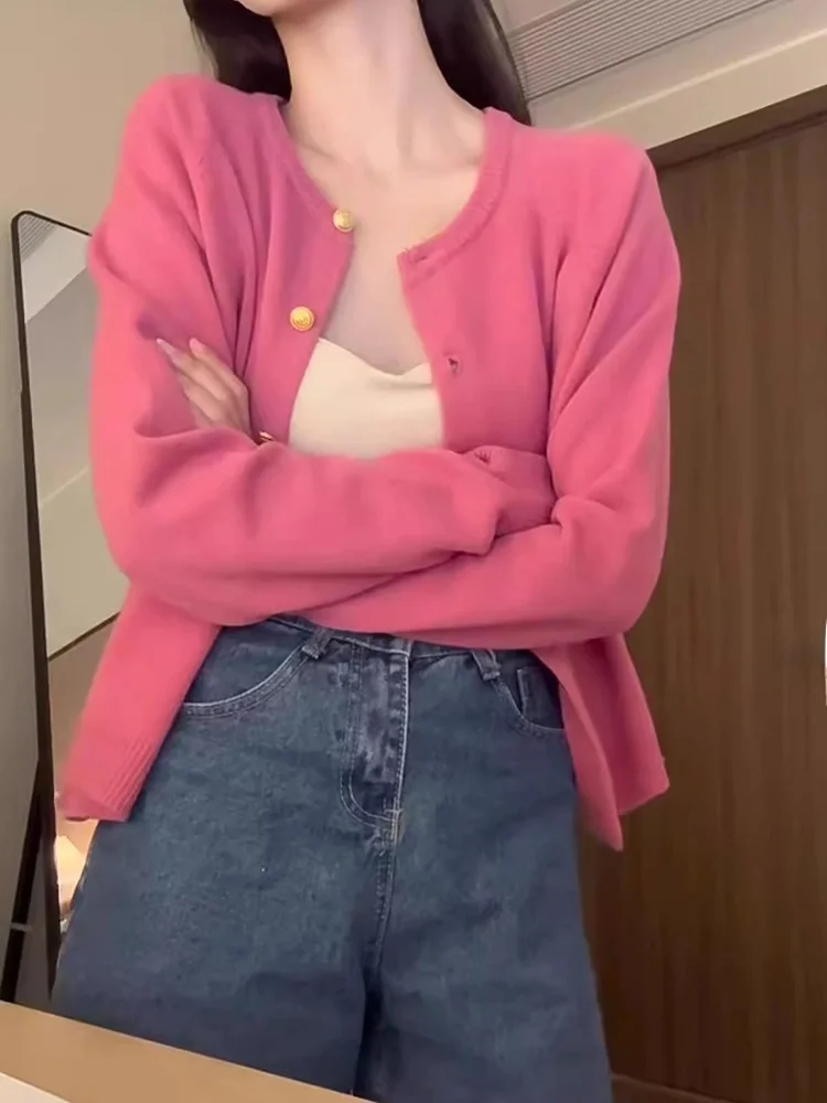 

Розовый вязаный кардиган Peachy Pink для женщин: мягкий и уютный свитер на раннюю весну, красивый топ, приталенный крой, Ciwalk