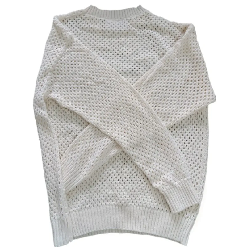 سترة Taylor's Open Knit غير الرسمية المصنوعة من المشجعين باللون البيج والأبيض 005