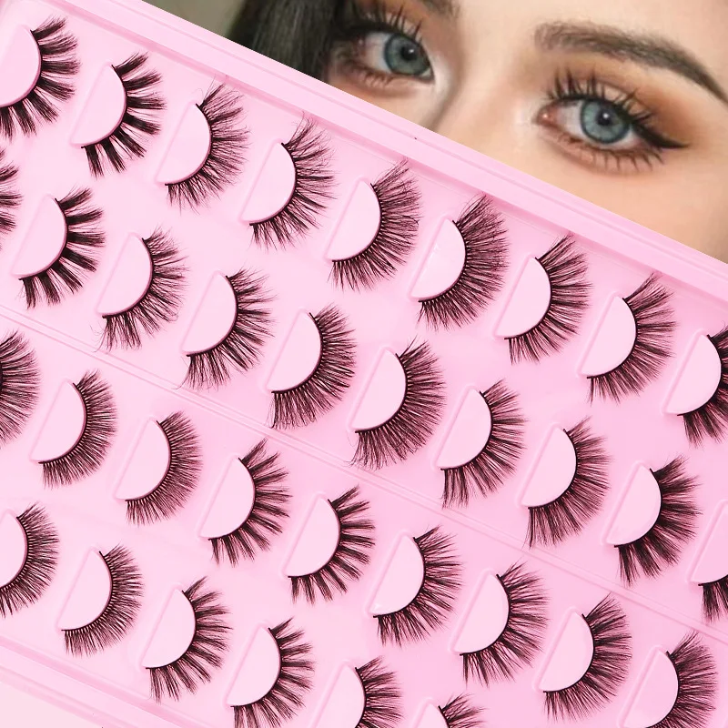 

20 Pairs 3D Mink Lashes DD Curl Thick Volume Russian Strip Natural False Eyelashes Extensions for Makeup