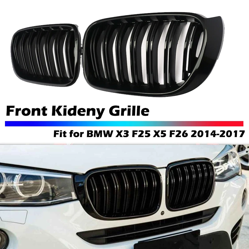 Front Hood Kidney Grille Bumper Black Dual Grill Fit For BMW X3 X4 F25 F26 2014-2017 ,Car accessories Replacement Part