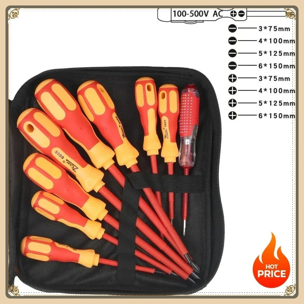 High Safety Magnetic Insulated Screwdriver Set Cross Flat Multi Bits Multifunctional Electrician Electrical Repair Hand Tools