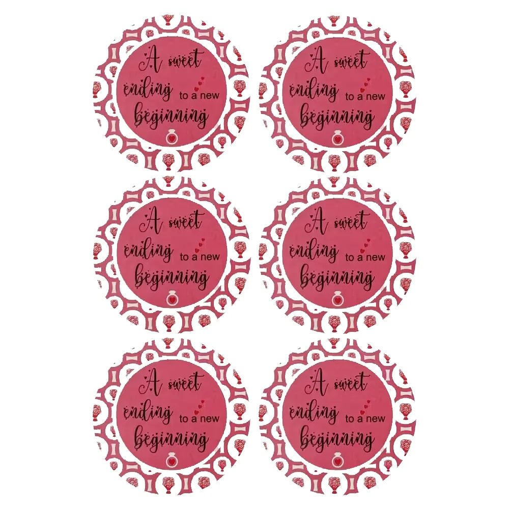 

120Pcs “A Sweet Ending to A New Beginning” Stickers Pink for Memorials Travelogues Reports Birthday Party Wedding Album