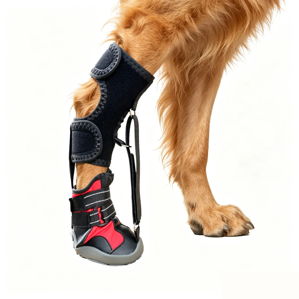 Puppy Dog Shoes with Reel Corrective Strap-On Lift Toes Drop Foot Brace for Dogs Breathable Wear-resistant Paw Protectors