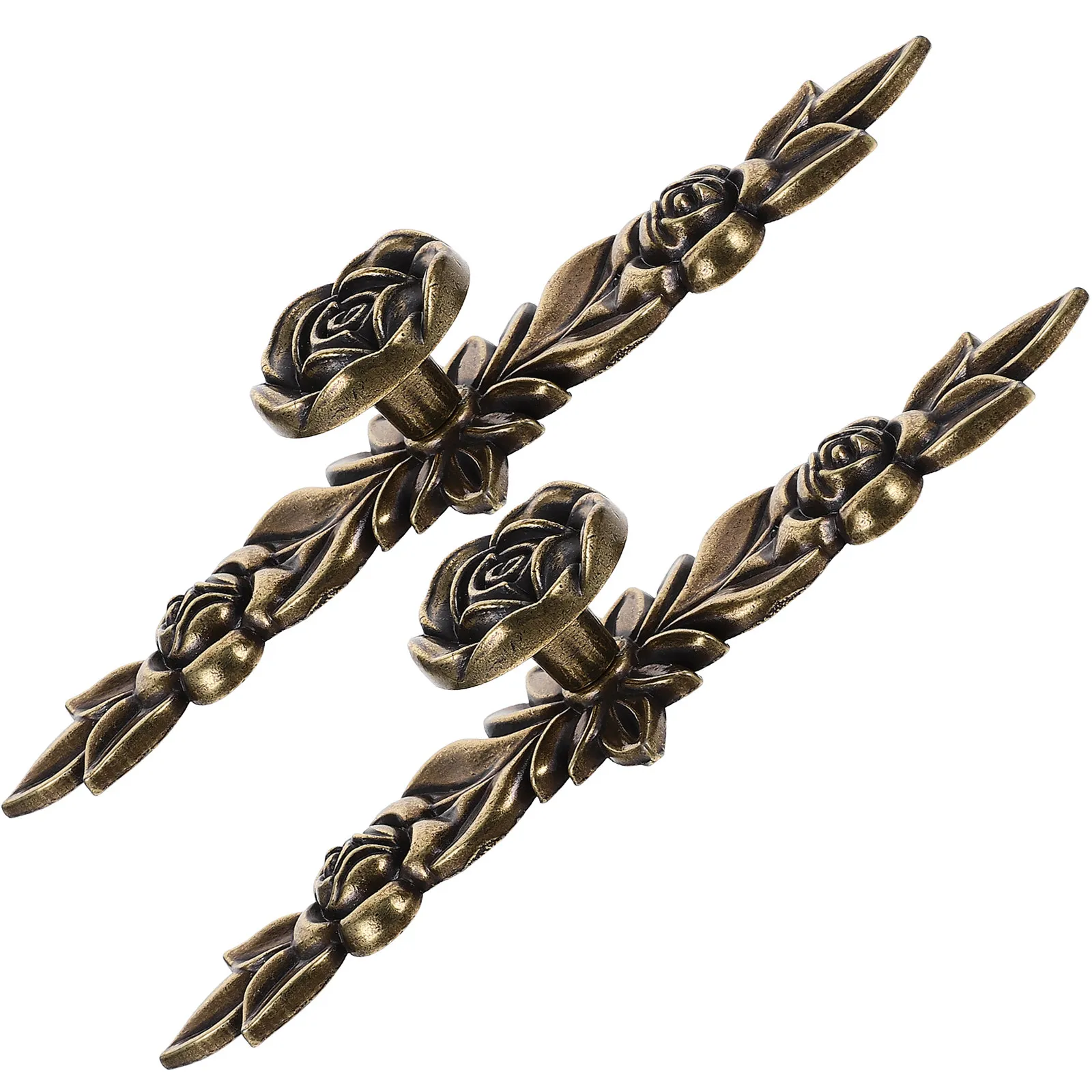 2Pcs Rose Flower Cabinet Knobs Retro Single Hole Zinc Alloy Drawer Pull Handle Cupboard Door Handle Cabinet Knobs