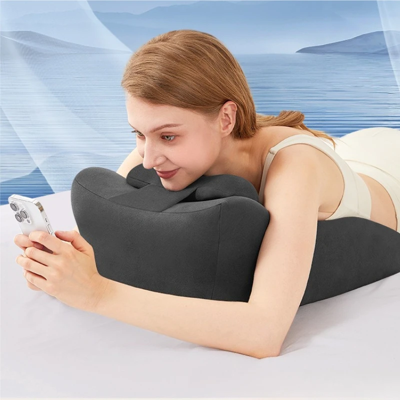 Multifunctional Prone Pillow, Memory Foam Breathable & Skin-Friendly Bed Rest Cushion, Adjustable Reading Support for Home use