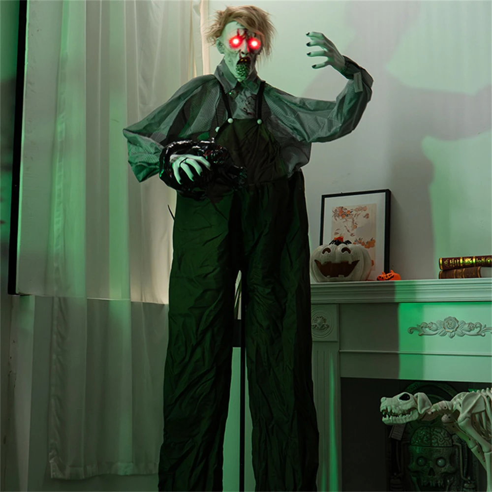 ملابس كبيرة بطول 1.9 أمتار تأخذ محطة زومبي القطية للمنزل المسكون ديكور رعب كهربائي خارجي