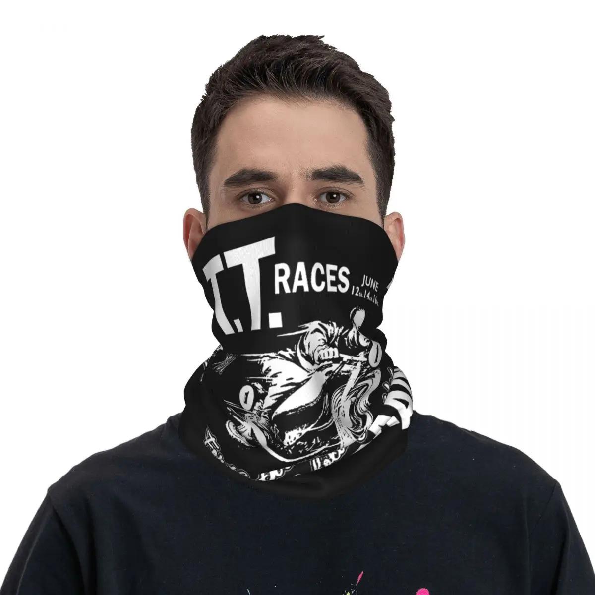 Isle Of Man TT 1961 Motorbike Bandana Neck Gaiter Printed Vintage Balaclavas Mask Scarf Headwear Running Unisex Adult All Season