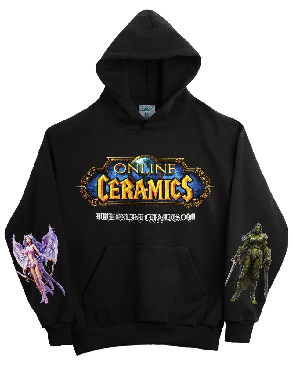 Online Ceramics Fantasy Game Character Graphic Hoodie Front and Sleeve Print Men Women Oversized Hooded Sweatshirt