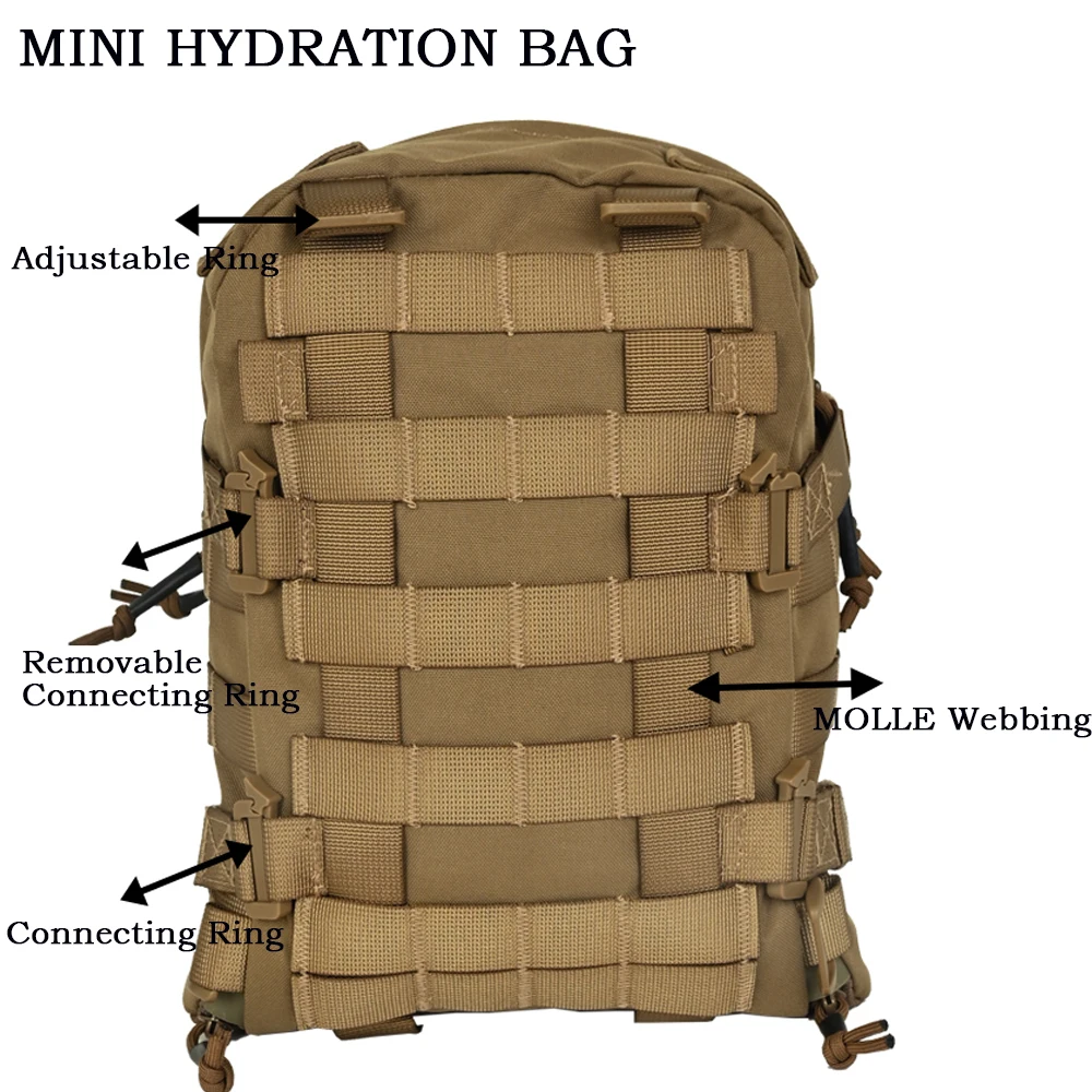 Mini drinkzak Tactische rugzak Waterzakdrager MOLLE Pouch Jachttas 500D Nylon Buitensporten