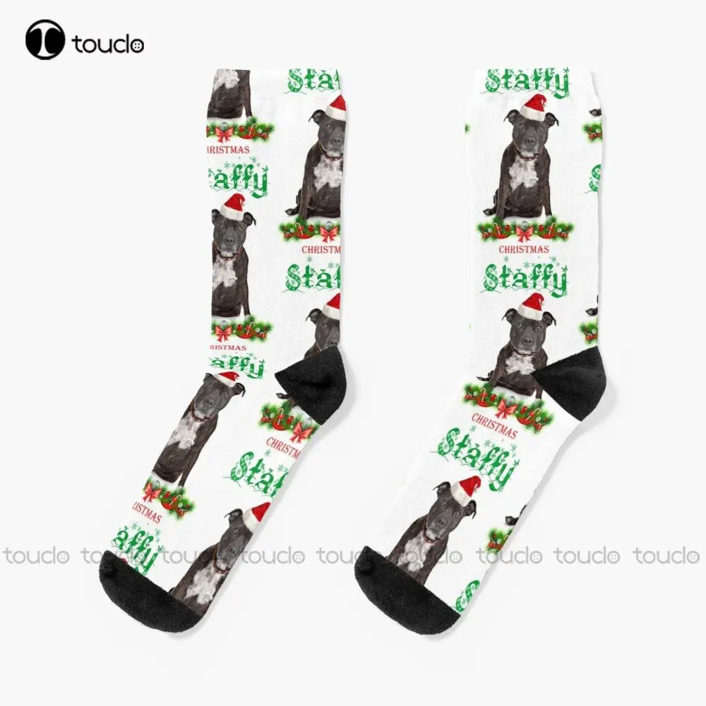 Staffy Christmas - Staffordshire Bull Terrier Socks Youth Baseball Socks Personalized Custom Unisex Adult Teen Youth Socks