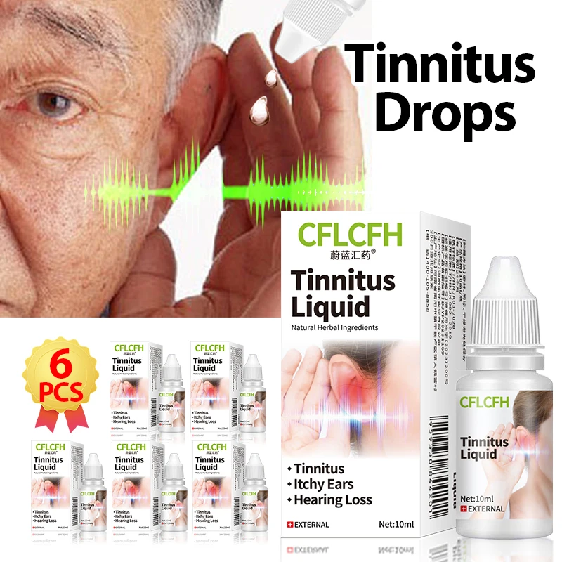 

6pcs Tinnitus Treatment Drops 10ml Otitis Media Cure Ear Ringing Relief Oil Hearing Loss Improvement Earache Relieving Medicine