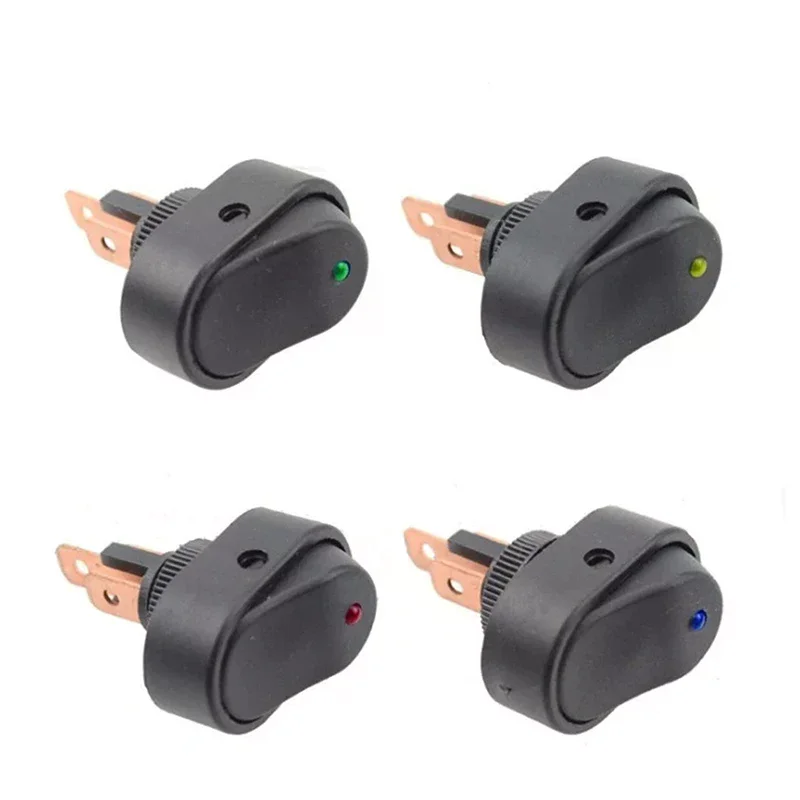 2Pcs 3 Pin LED Lighted On Off Switch Toggle Switch 12V 30A Oval Rocker Switch For Automative Car RV Marine Boat