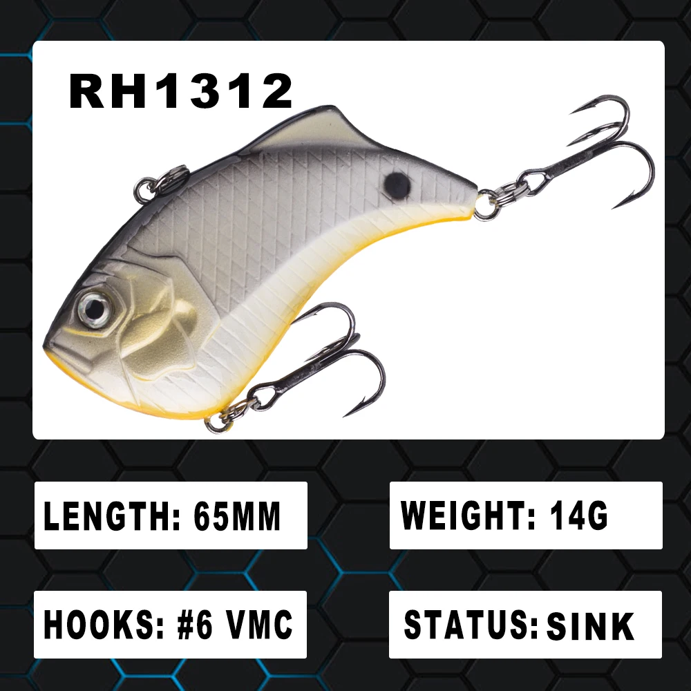 Recertop 65MM 14G Sinking VIB Saltwater And Freshwater Vibration Fishing Lures Artificial Rattle Hard Baits Lipless Crankbait