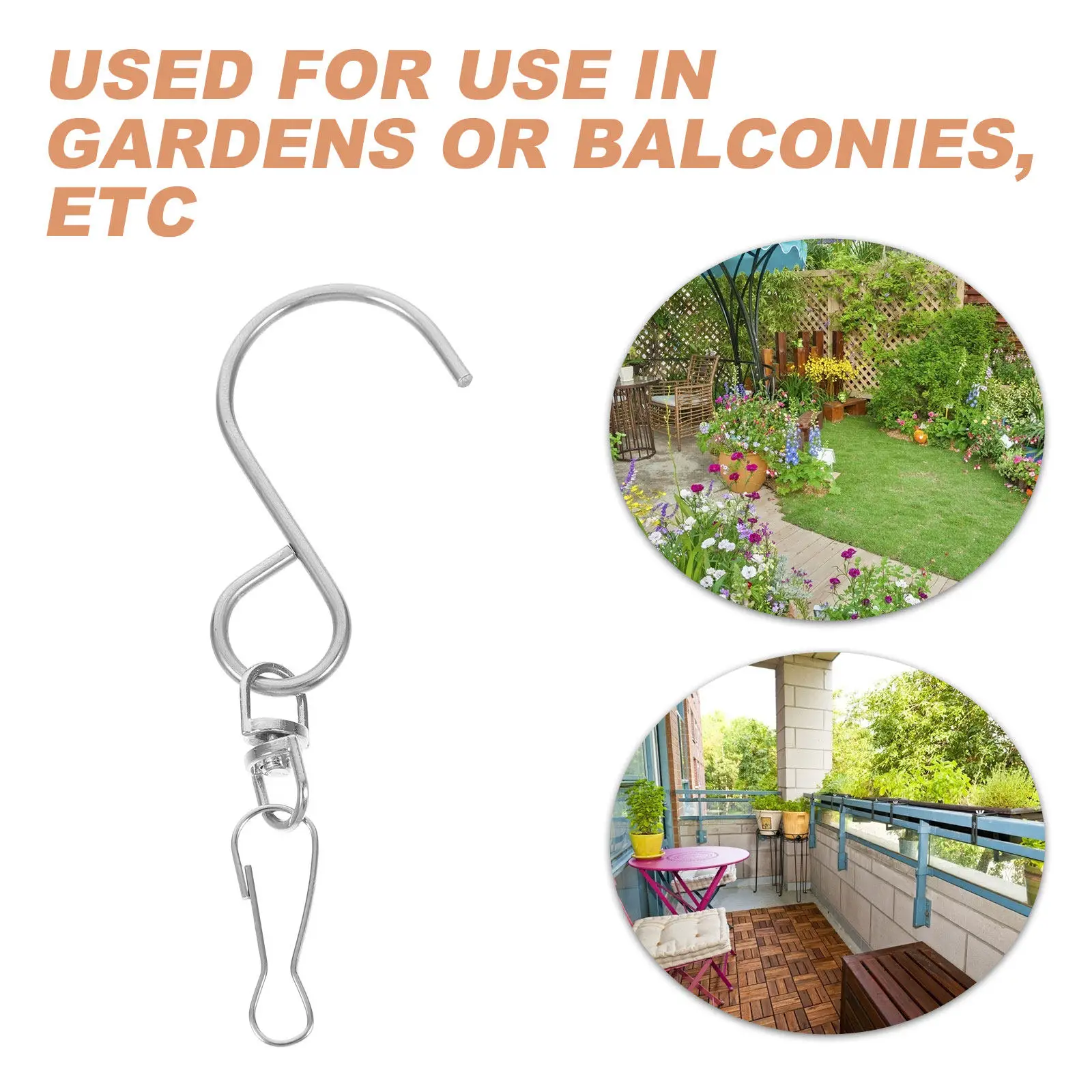 10Pcs Wind Chime Hooks Metal S Shaped Rotating Swivel Hooks for Hanging Flower Baskets Wind Spinners Garden Decor Hanging Plant - view 4