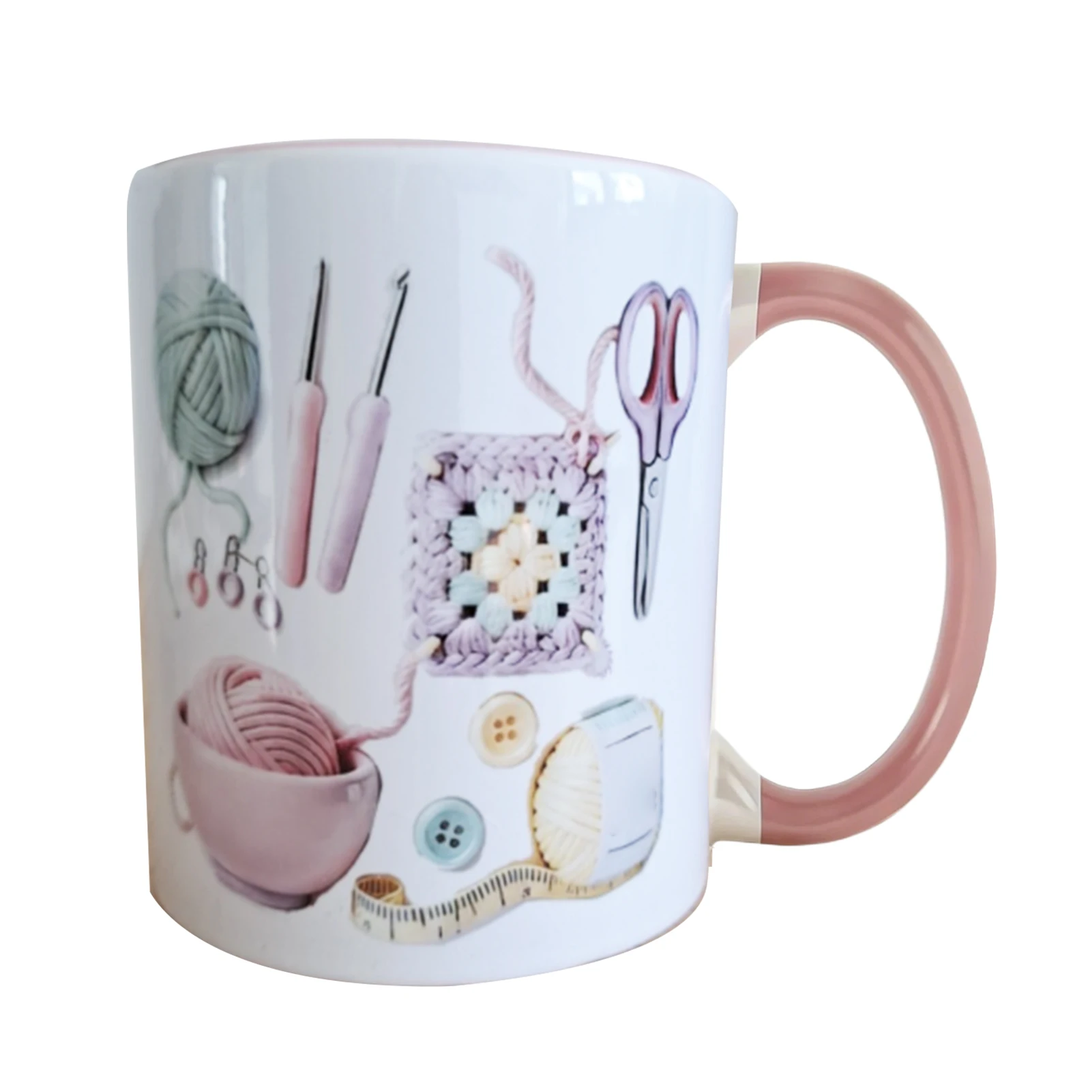 330ml Crochet Aesthetic Coffee Mug Non Slip Grip Aesthetic Coffee Mug Water Cup For Women Adults Yarn Lovers Home Office