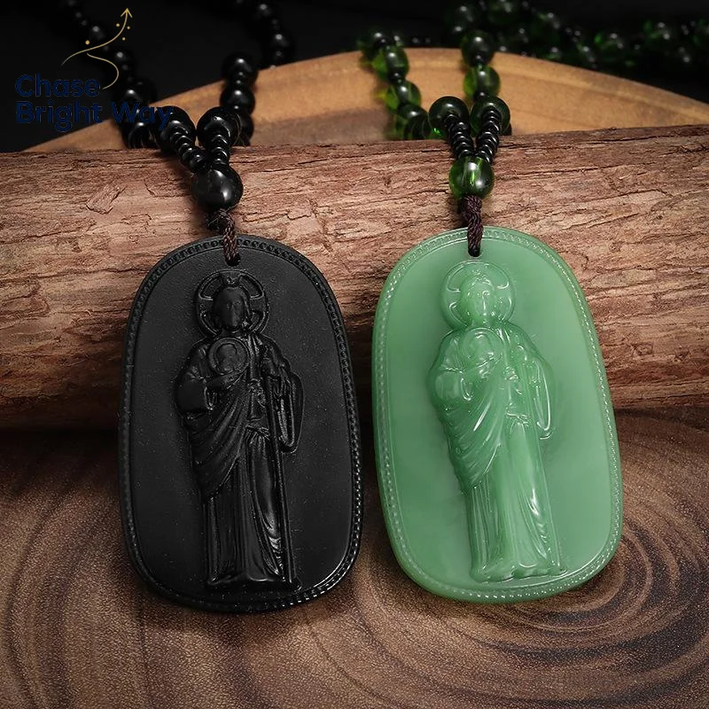 Exquisite Imitation Jade  Necklace Religious  Ornament Church Souvenir Accessories For Daily Wear & Gift