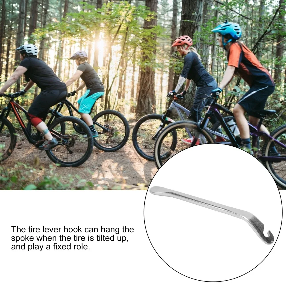 8PCS Durable 45# Steel Bike Tire Levers Curved Premium Bike Tire Pry Bar 11.5cm Silver Tire Repair Bar Tire Changing view 2