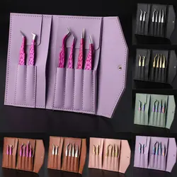 6PCS Valse Wimper Pincet Set Voor Nep Fan Wimpers Extensions Planten Wenkbrauw Clip Wimpers Tang Make-Up Nail Gereedschap kit