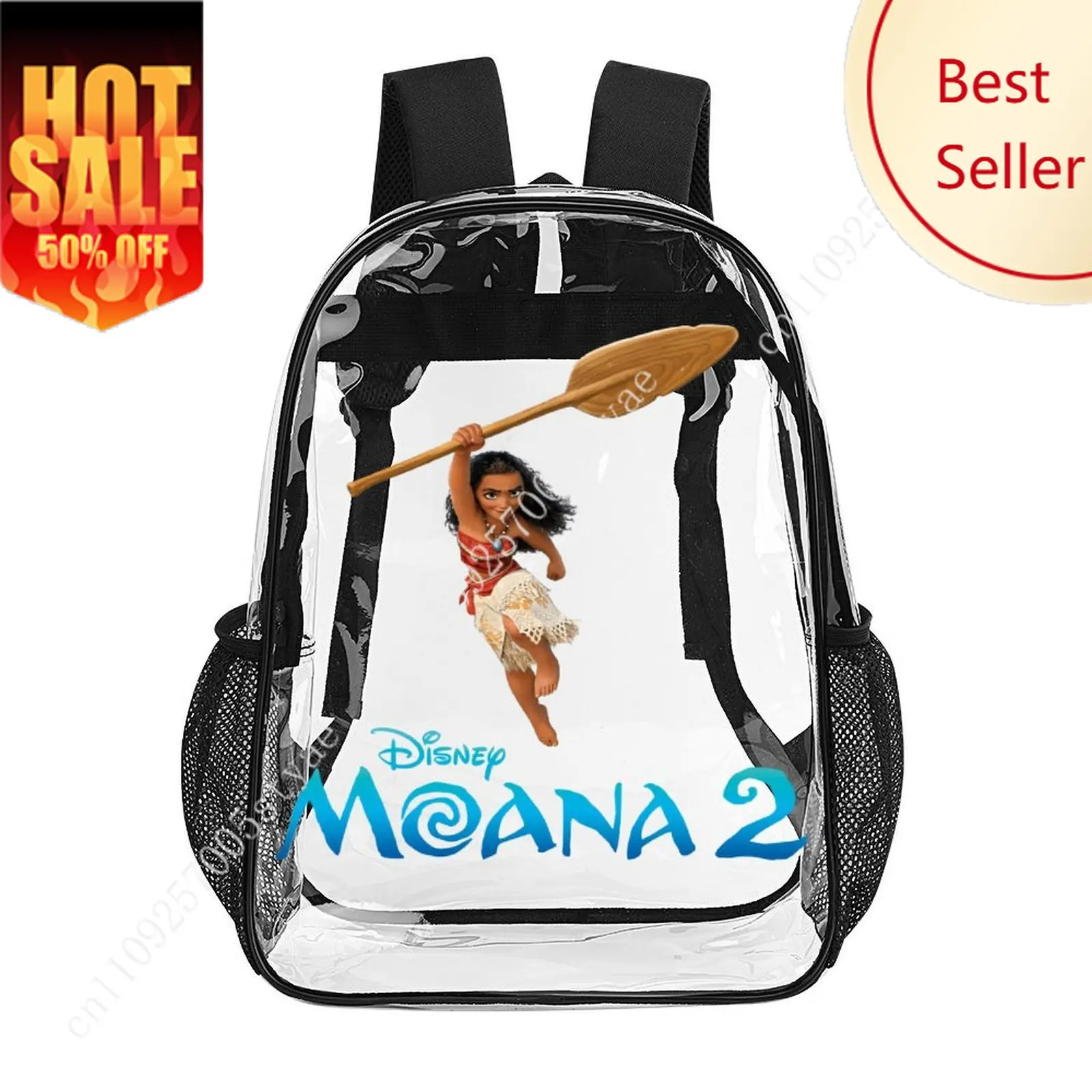 

Moana Transparent Backpack Disney Cartoon Decorative Bag Moana 2 Design Your Photos Logos Text Customized Party Holiday Gifts