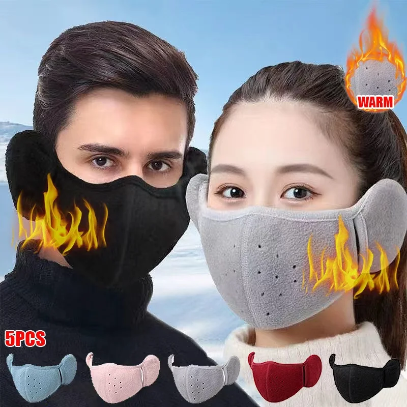 Winter Unisex Warm Fleece Mask Windproof Cycling 3D Half Face Facemask Anti Dust Reusable Outdoor Sports Thermal Headwear