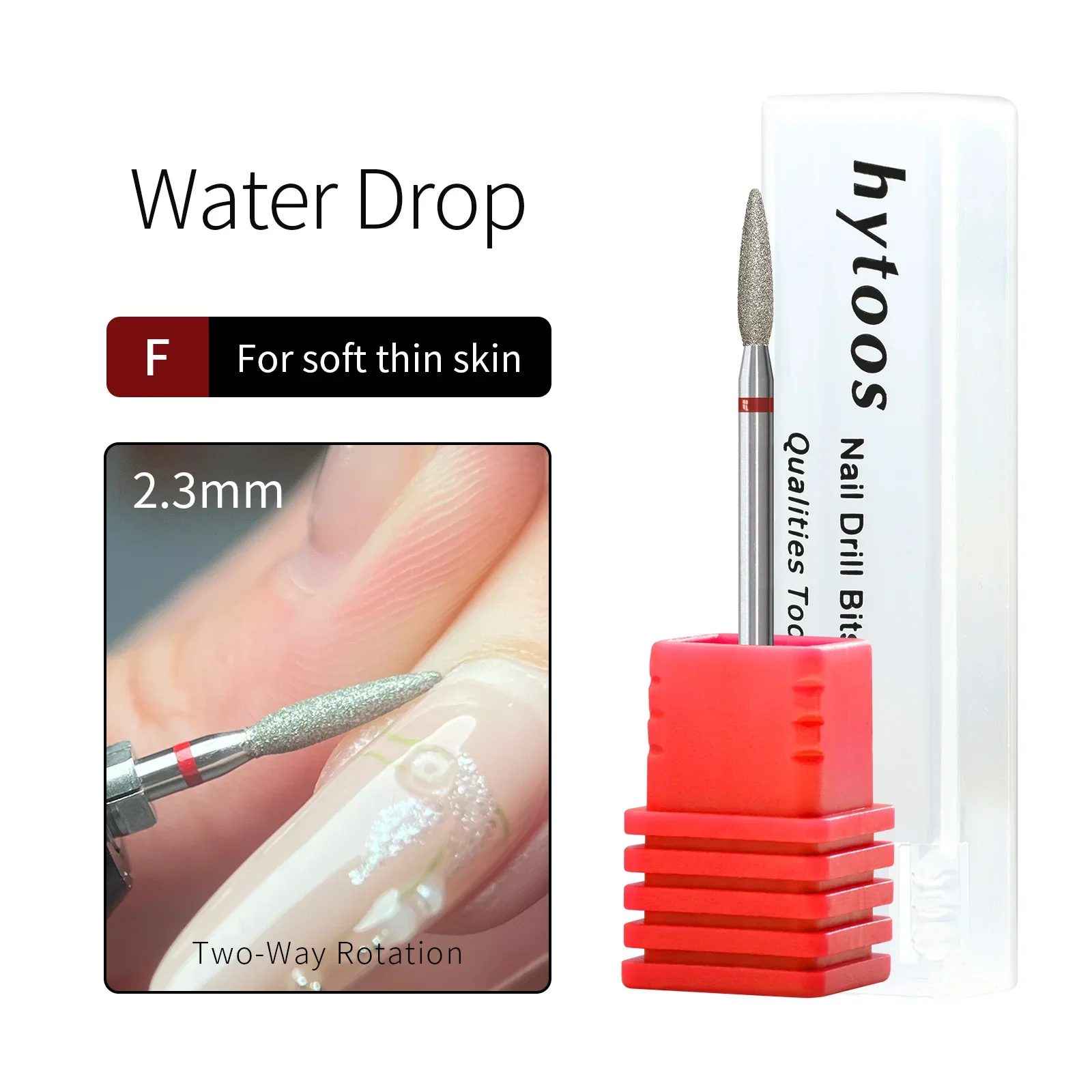 HYTOOS Cuticle Clean Diamant-Nagelbohrer 2,3 mm, stumpfe Spitze, Flammenförmiger Hornhautreiniger, Russisches Vorbereitungswerkzeug für Maniküre-Techniker – Detail 7
