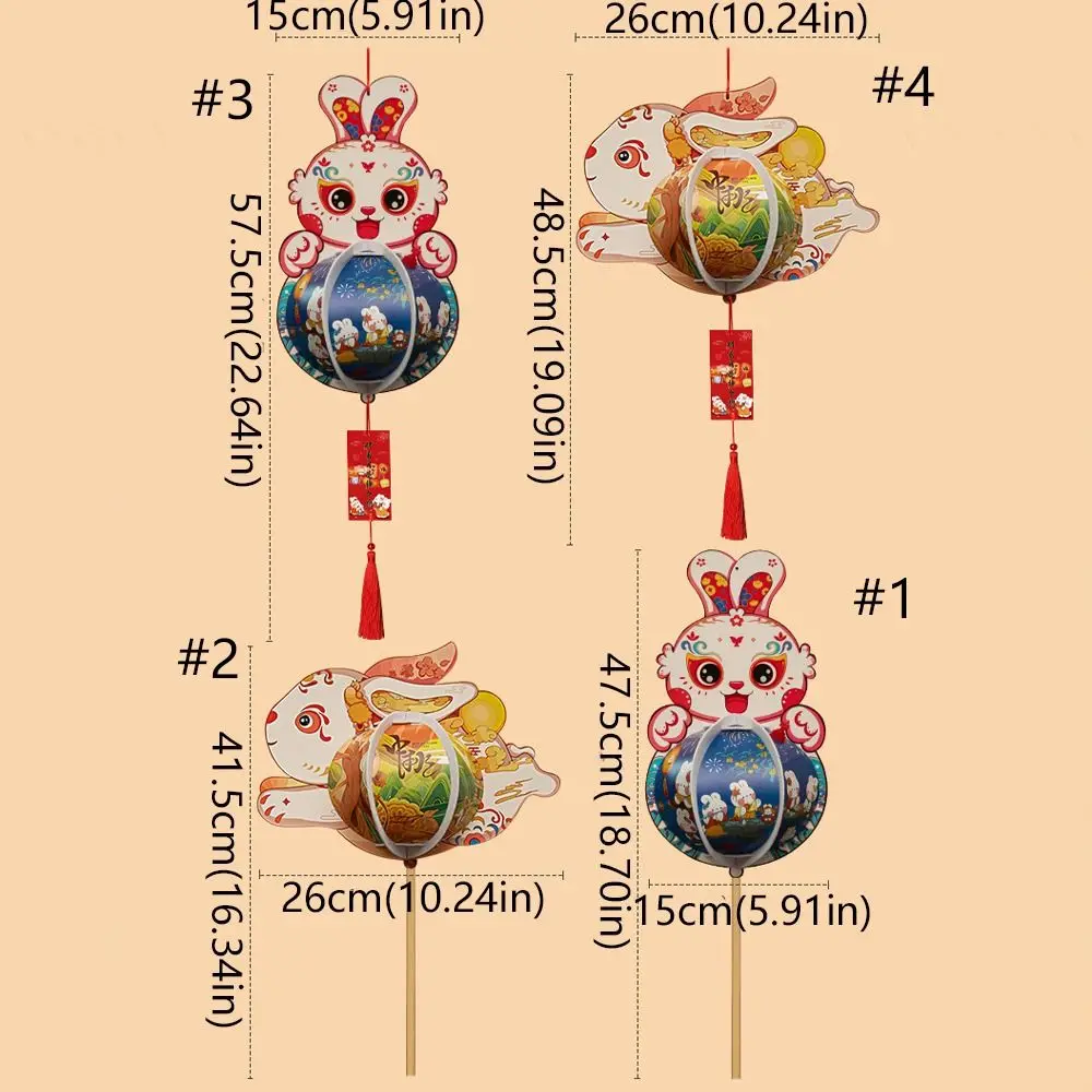 Cute Chinese Rabbit Lantern Traditional Portable Handheld Paper Lantern Blessing Handmade Antique Lantern Festival Gift