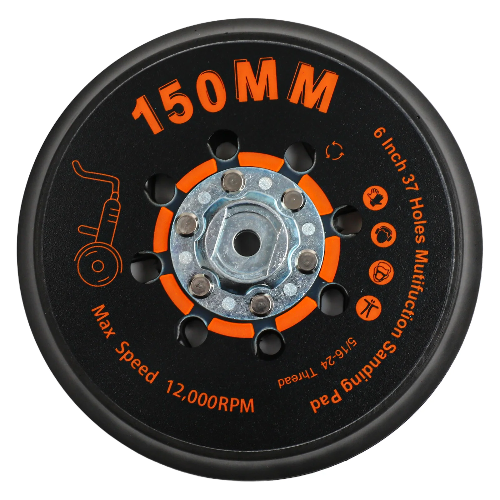 1pc 150mm levigatrice supporto 37 fori disco abrasivo per lucidatura pietra levigatrice orbitale in metallo tampone abrasivo utensile elettrico