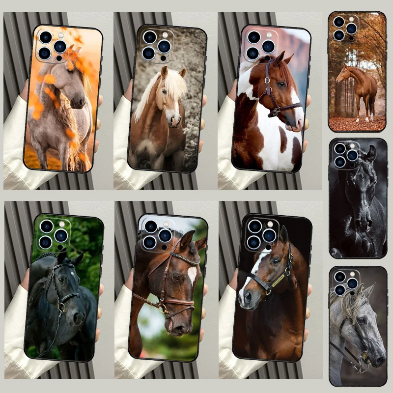 Animal Steed Horse Case For iPhone 16 15 11 12 13 14 Pro Max Plus XS X XR 12 13 Mini Back Cover