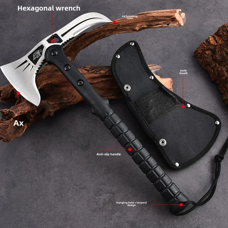 Multi functional tactical axe, mountain cutting blade, axe knife, outdoor self-defense survival weapon, special chopping wood