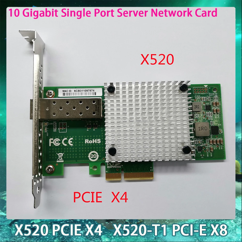 

For Inter X520 X520-T1 PCIE X4 PCI-E X8 10 Gigabit Single Port Server Network Card NIC High Quality Fast Ship