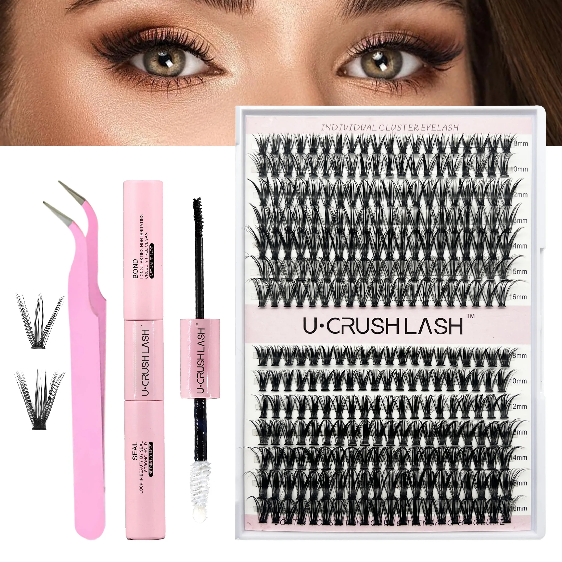 Lash Clusters Kit 30D40D DIY Lash Extension Kit Individual Lashes Cluster with Lash Bond & Seal & Remover EyeLashes Extension