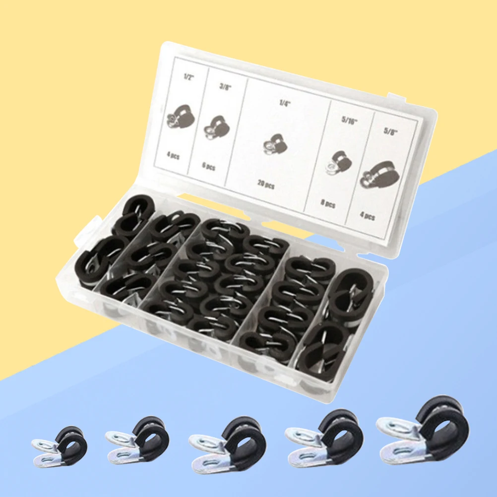 

42Pcs Hose Clamp Zinc Plated Iron Durable Hose Clip Clamps for Automotive Fuel Line Silicone Vacuum Tube Clamp
