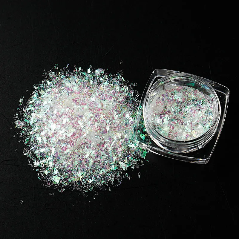 6 Colors Transparent Chameleon Powder Sequins Irregular Nail Glitter Shinning Powder Magic Effect Flakes For UV Nail Gel Polish