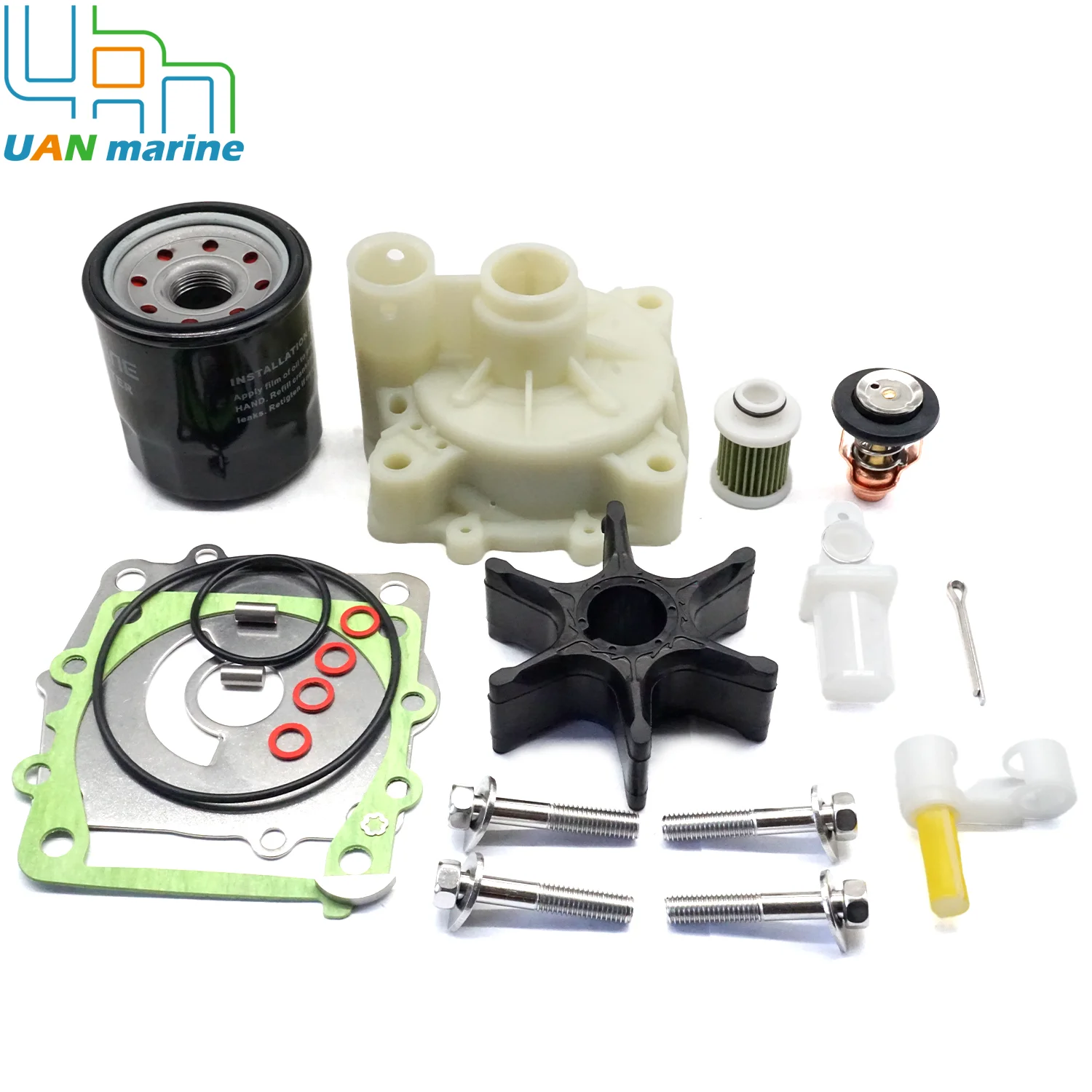 For Yamaha 100 Hour & 300 Hour Service Maintenance Kit 115HP 130HP F115A F115B F130A 4-Stroke Outboard w/ Thermostat Oil Filter
