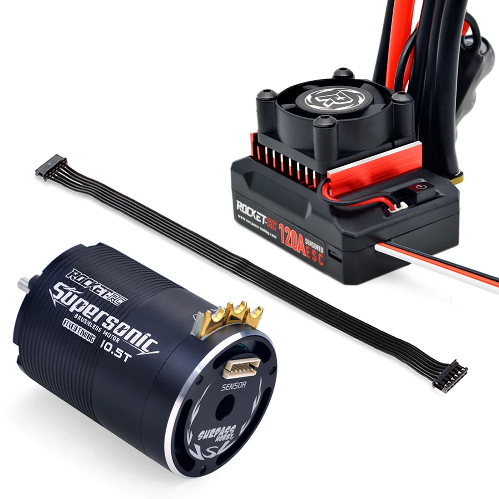 Rocket-RC Motor Supersonic Sensored Brushless 540 Motor 120A brushless Esc and 120A ESC Combo for 1/10 RC Car RC Motor RC Esc