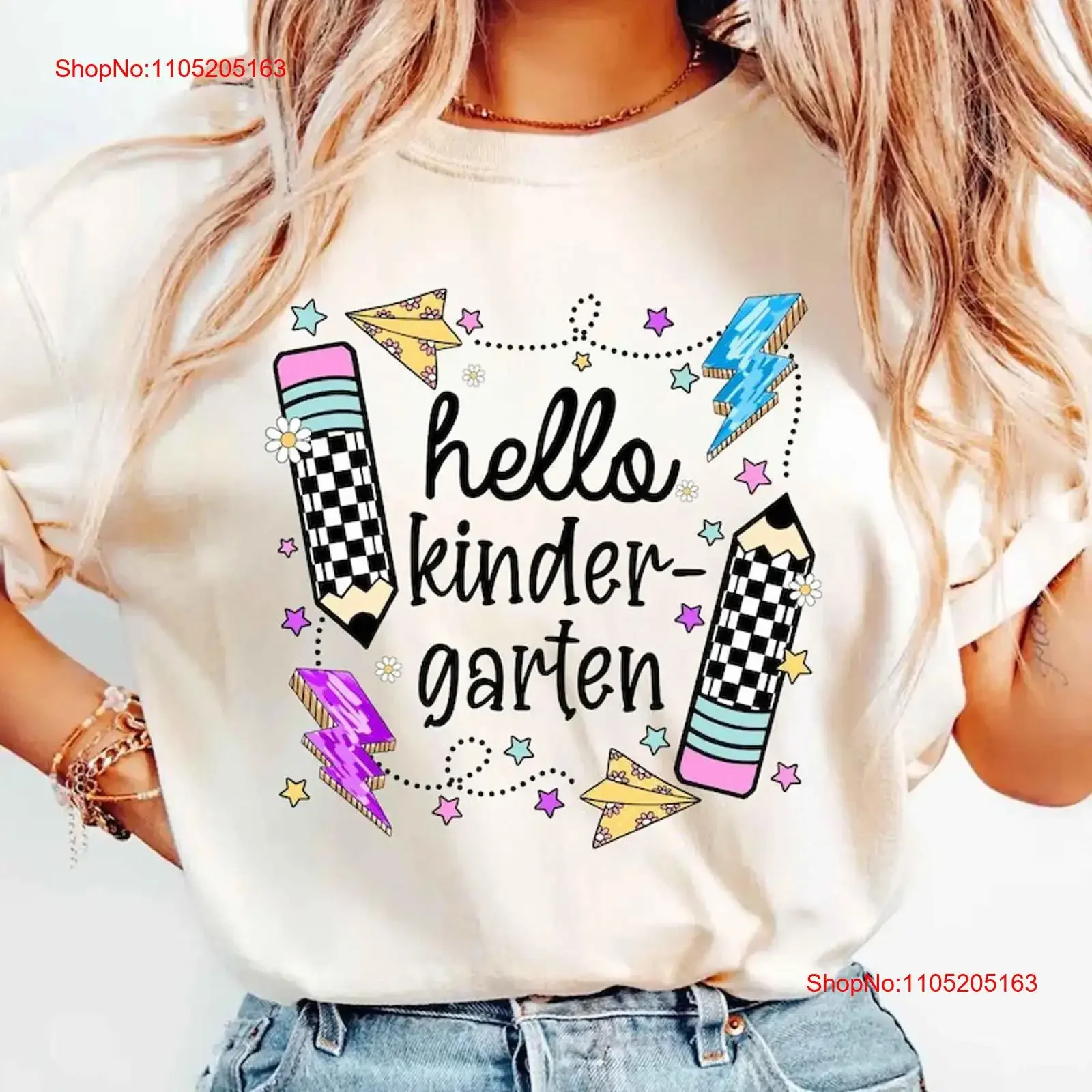 

Retro Kindergarten T Shirt Back To School Kids Girls 1st Da vintage Washed graphic streetwear Stretched homme Slightly